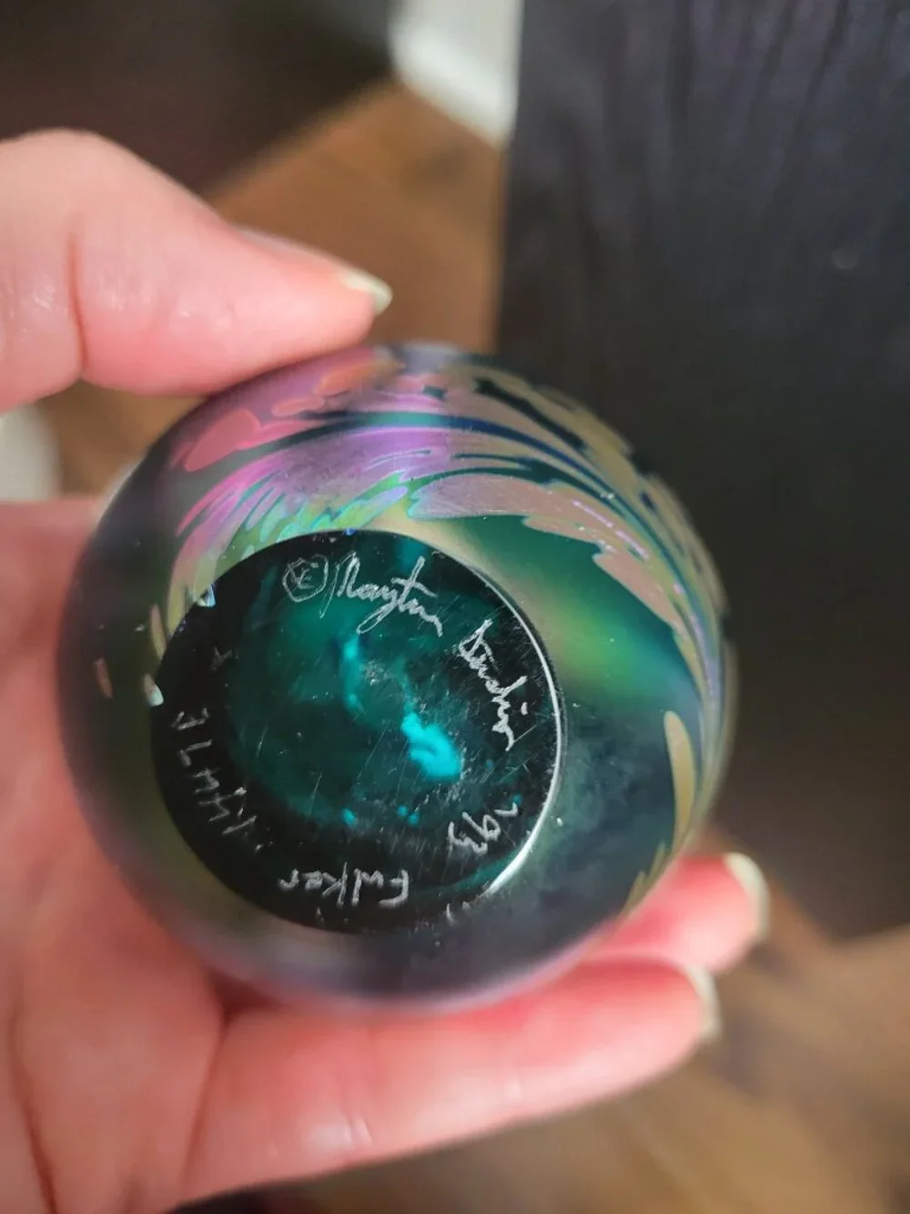 Maytum Studio Art Studio Iridescent Swirl Glass Paperweight/vase - SIGNED